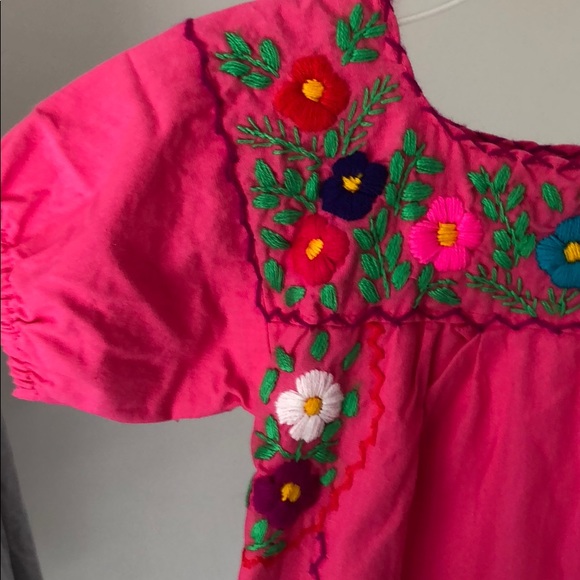 Little girls pink embroidered dress - Picture 4 of 8